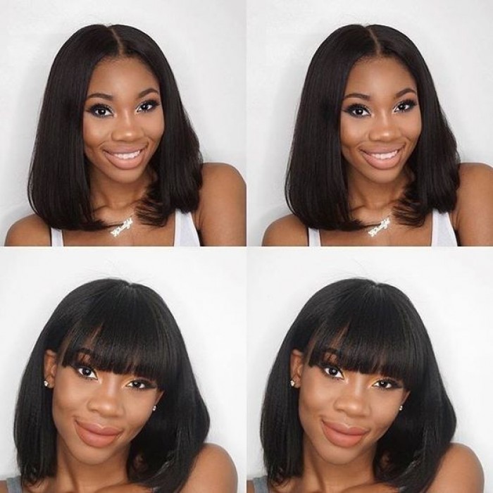 Wig 13"x6" Straight Short Lace Front Human Hair 12 Inches